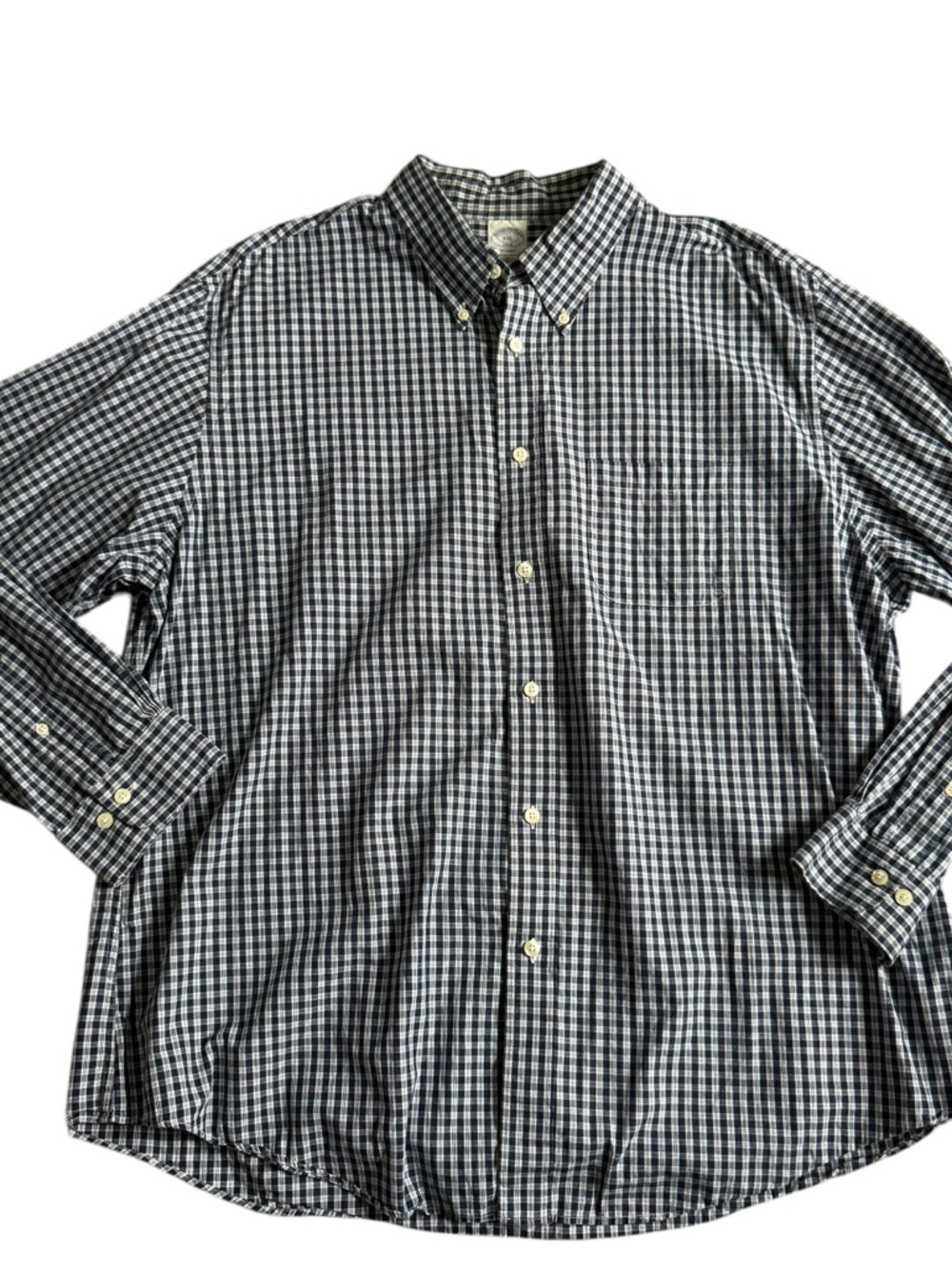 Brooks Brothers Blue and White Plaid Button-Down Shirt